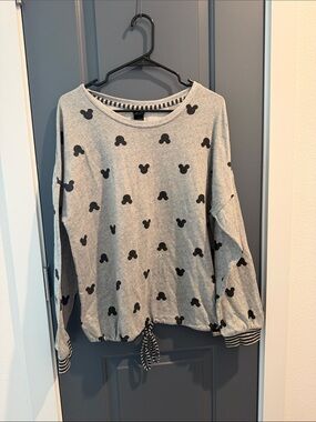 Disney Gray Sweatshirt with Black Mickey Head Print